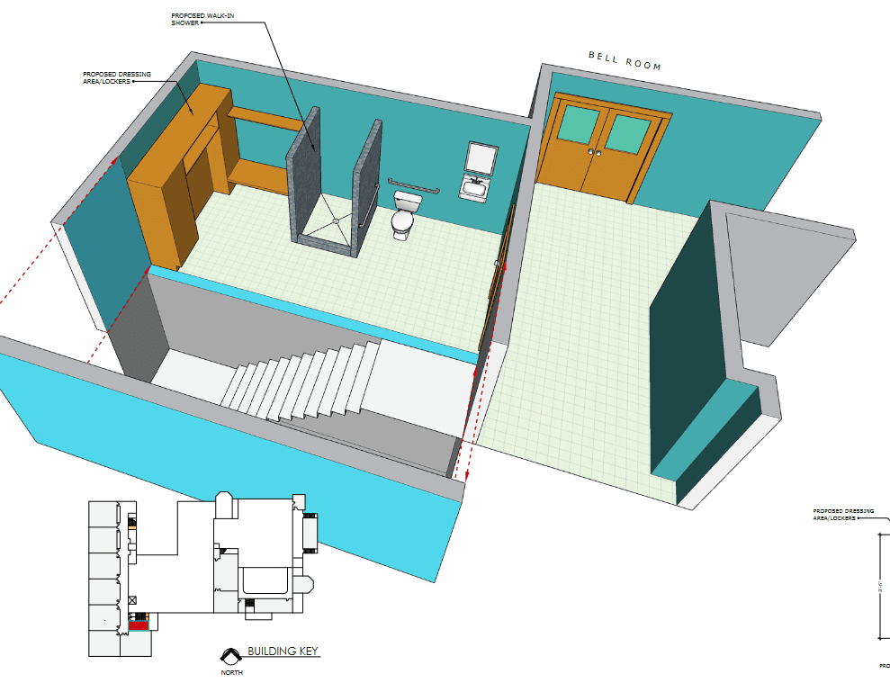 3D and top-down view of the new bathroom